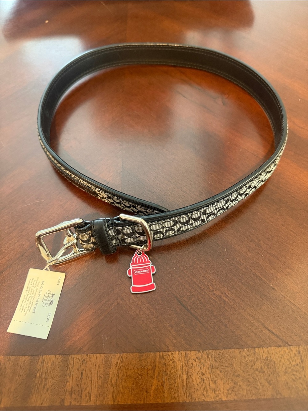 Coach extra large dog collar with fire hydrant charm